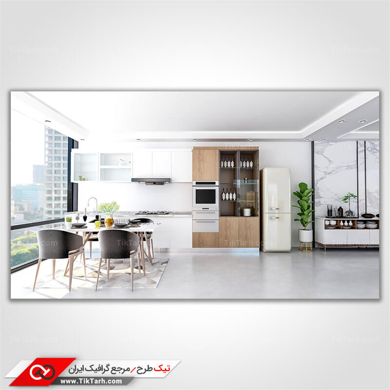 دانلود تصویر گرافیکی آشپزخانه و میز نهارخوری