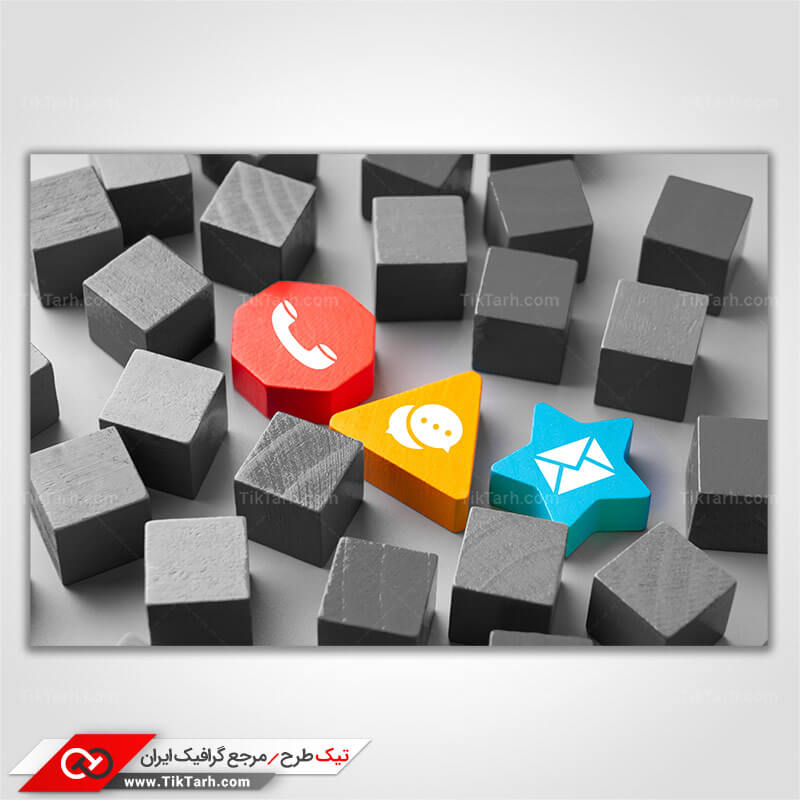 عکس با کیفیت آیکون های اطلاعات تماس رنگارنگ