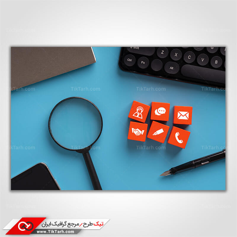 عکس با کیفیت آیکون های مکعبی اطلاعات تماس