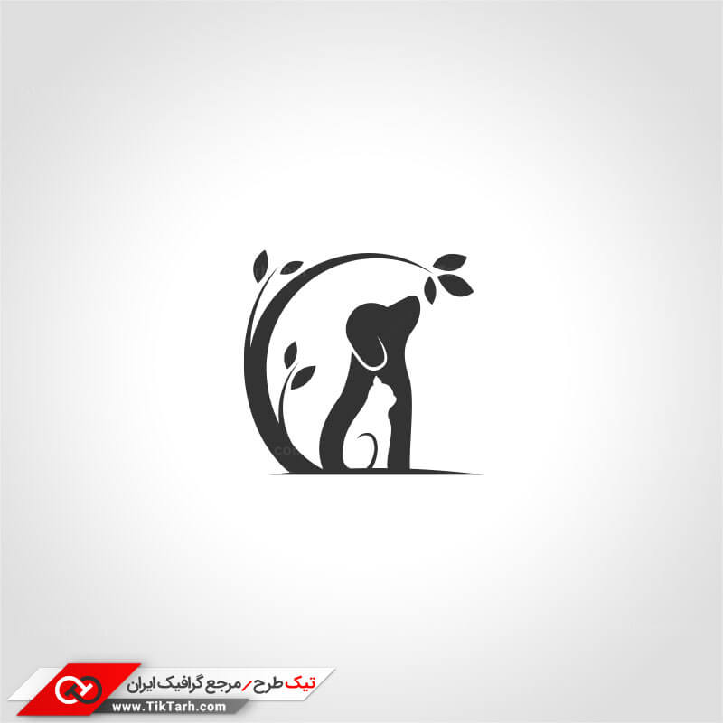 طرح لایه باز لوگو سگ و گربه