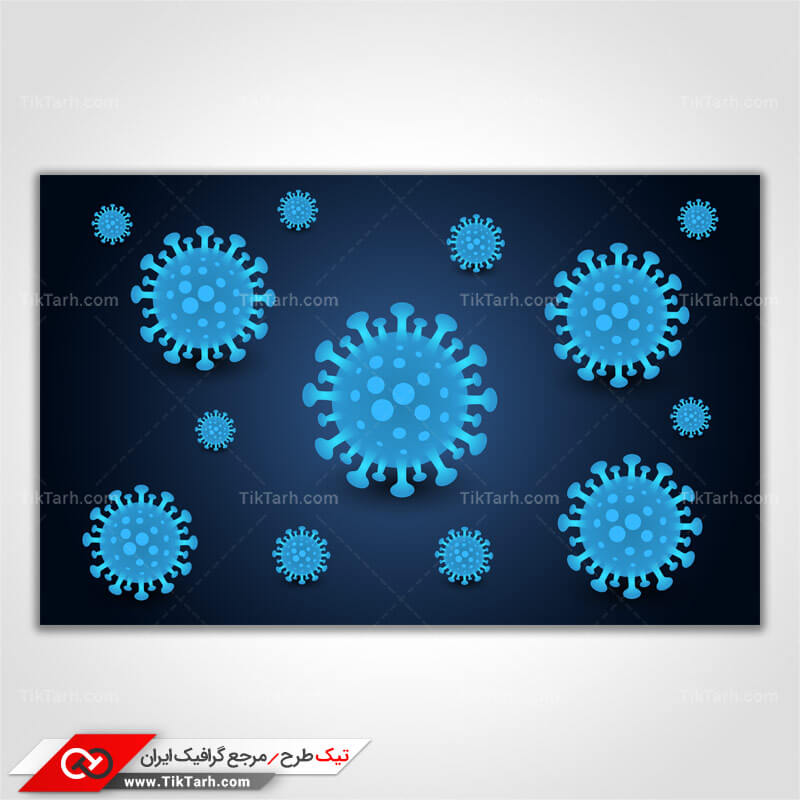 تصویر پس زمینه طراحی با طرح ویروس کرونا آبی