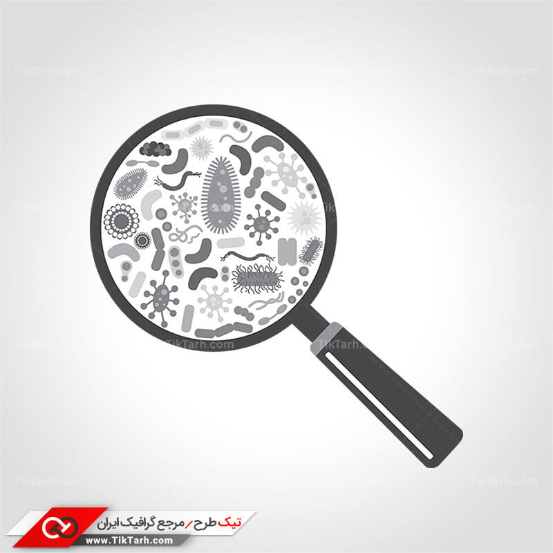 دانلود کلیپ آرت ذره بین و باکتری ها