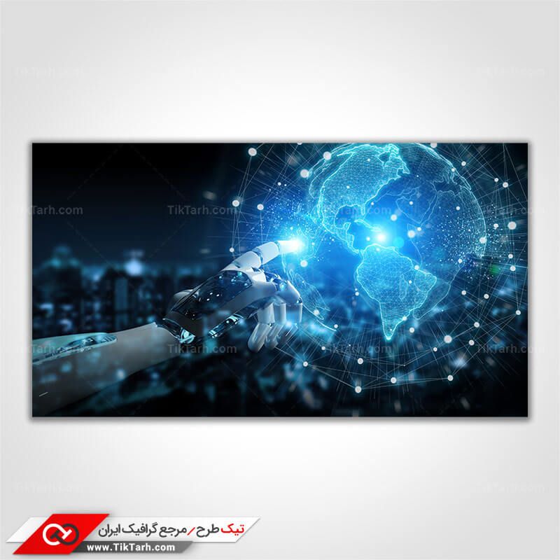 دانلود تصویر با کیفیت دست ربات و کره زمین