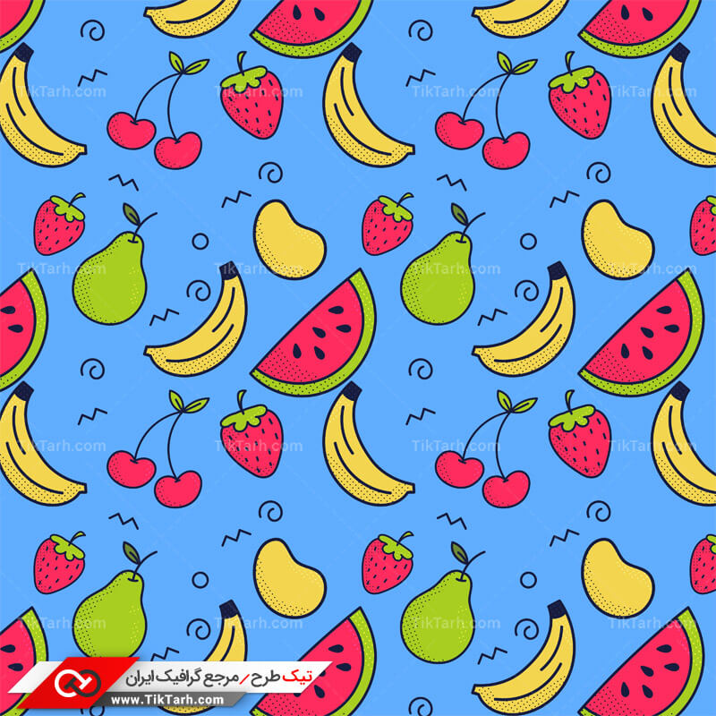 دانلود پترن لایه باز با طرح میوه جات با پس زمینه آبی