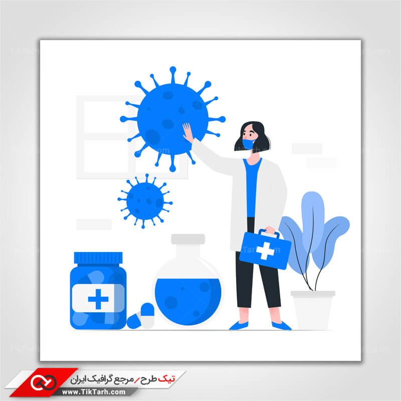 دانلود وکتور مفهومی پزشک و ویروس کرونا