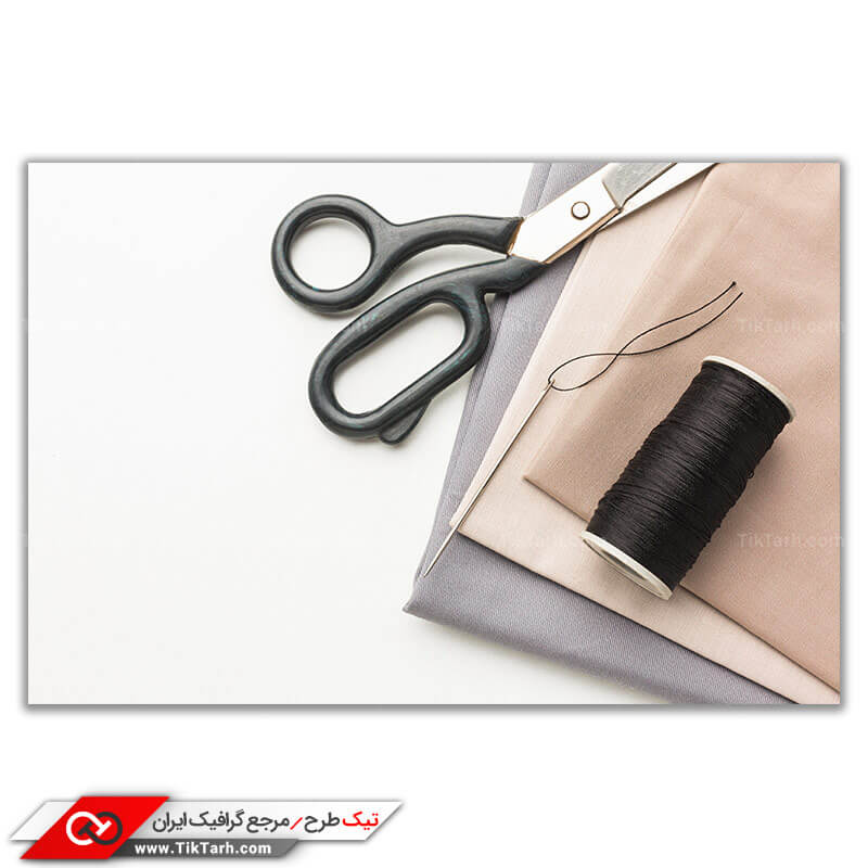 دانلود تصویر با کیفیت نخ و سوزن و قیچی