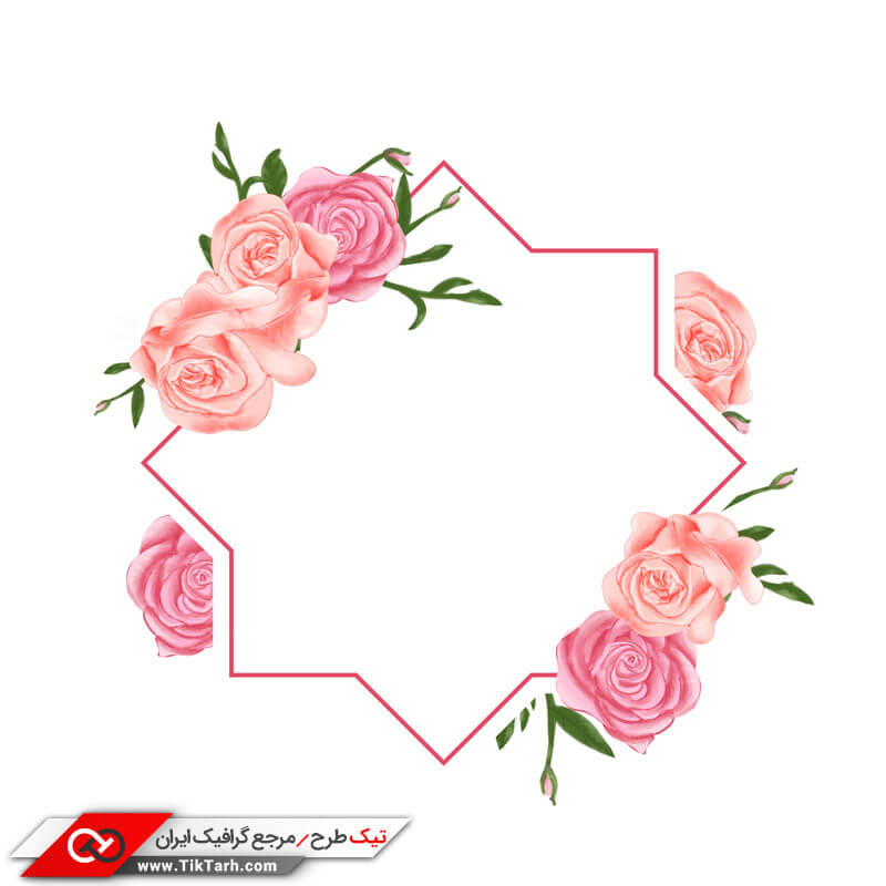 طرح لایه باز با طرح کادر شمسه و گل رز