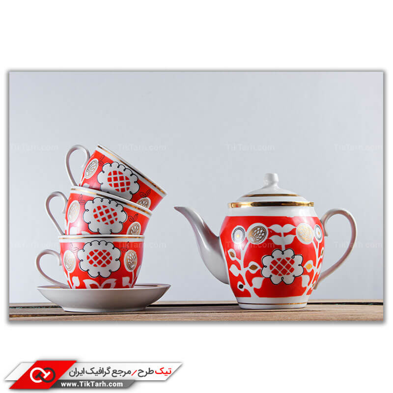 دانلود تصویر باکیفیت سرویس چینی قوری و فنجان