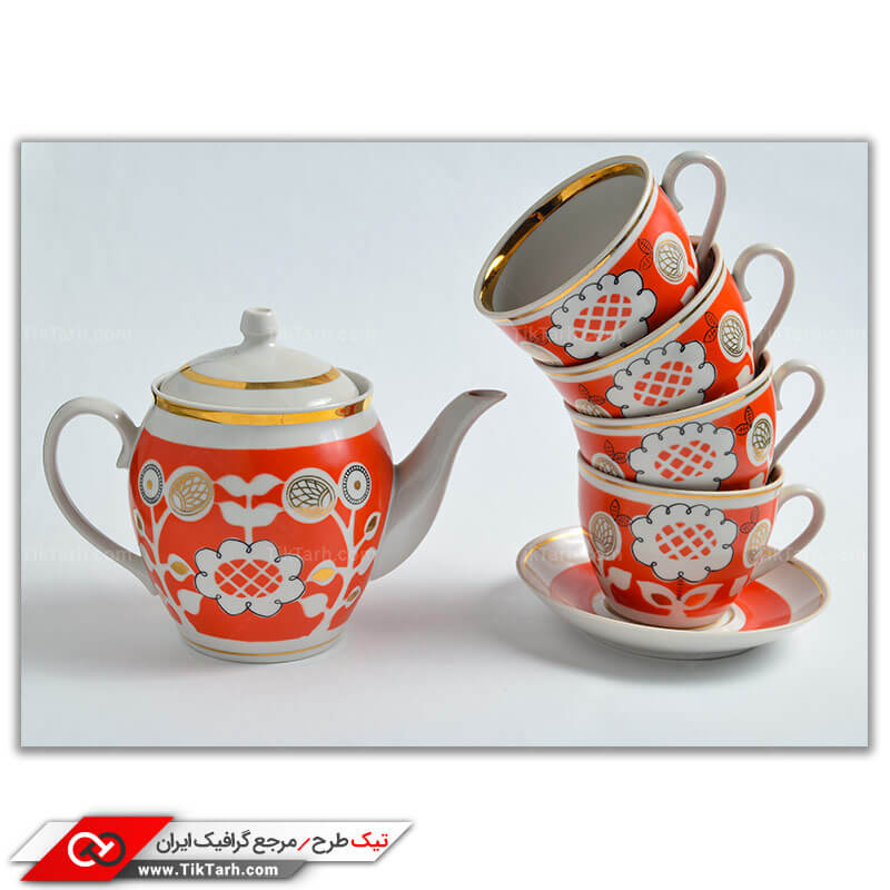 عکس باکیفیت از فنجان و نلبکی و قوری