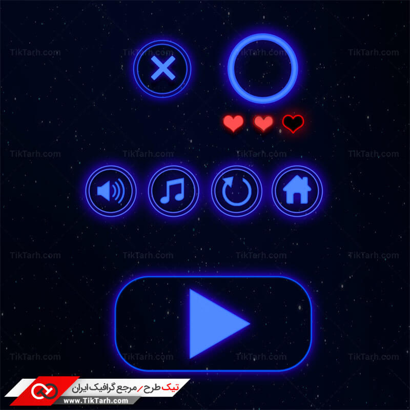 طرح دکمه های مخصوص منو بازی سرمه ای