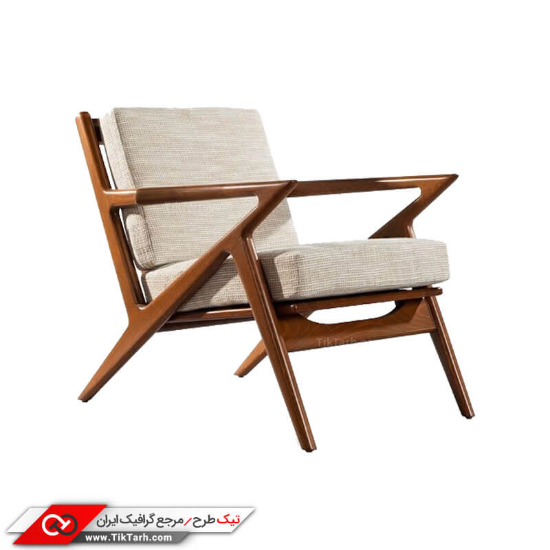 طرح گرافیکی مبل تک نفره چوبی