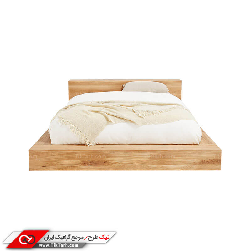 طرح گرافیکی تخت خواب دو نفره چوبی