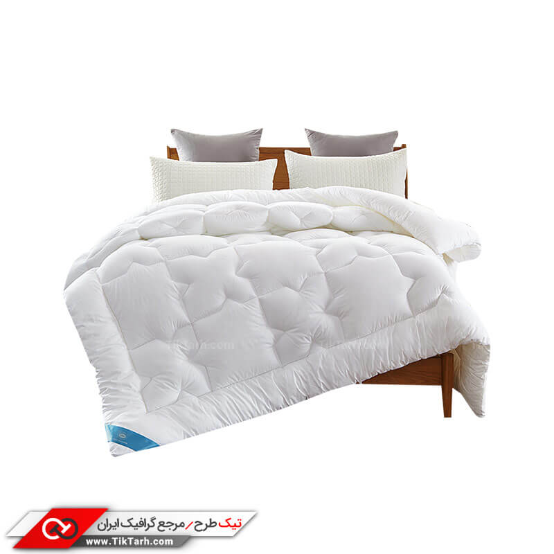 طرح گرافیکی تخت خواب دو نفره با سرویس خواب سفید