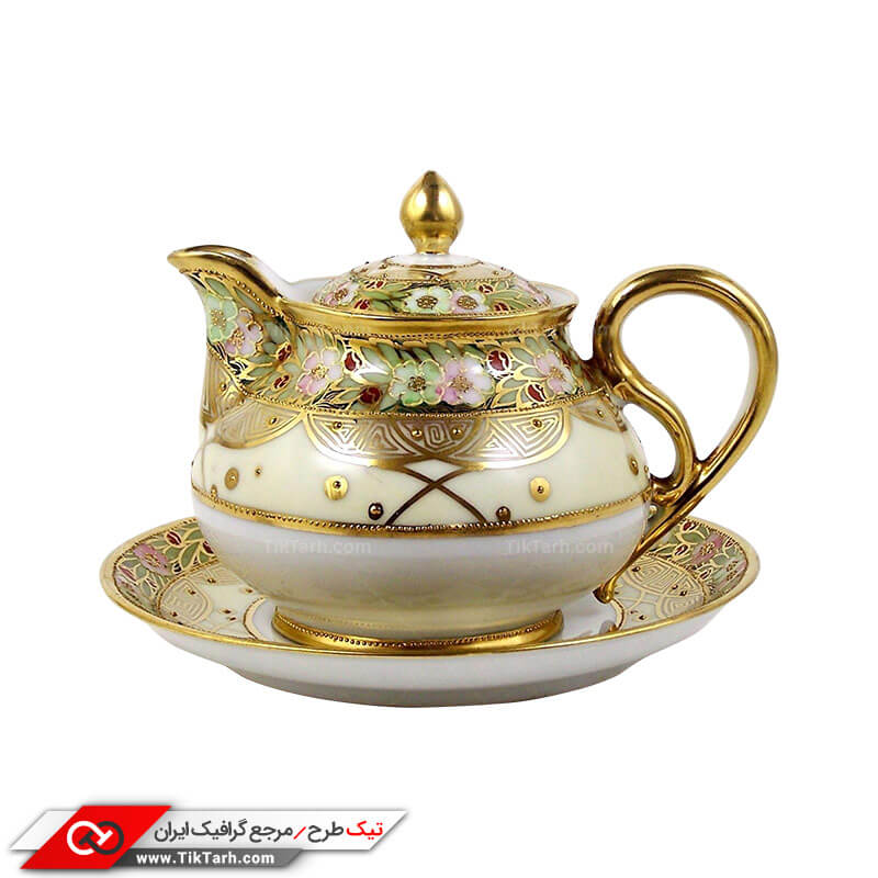 دانلود طرح قوری و نعلبکی چینی