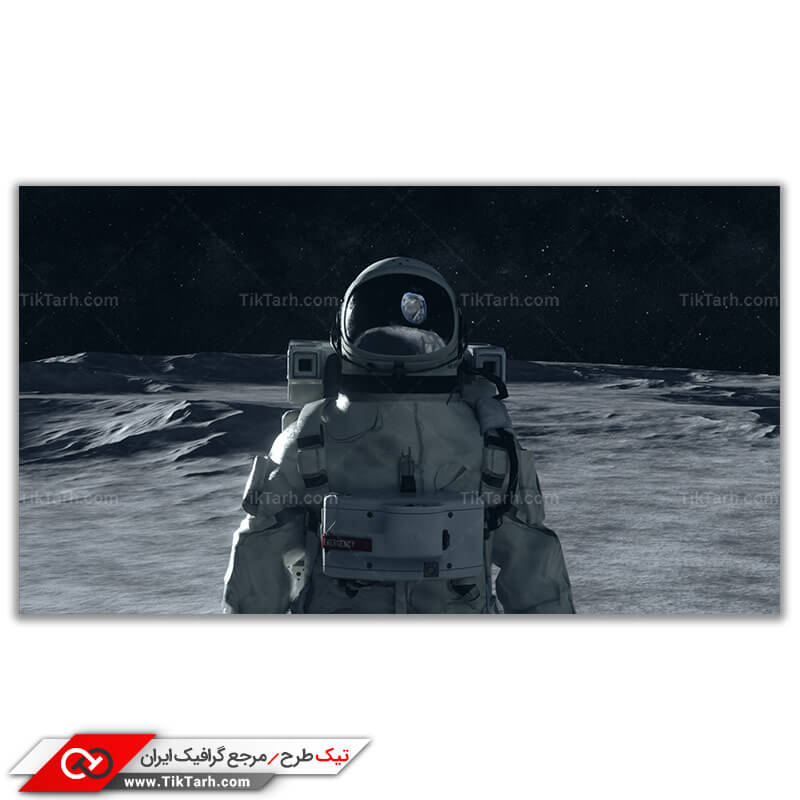 تصویر گرافیکی باکیفیت فضانورد روی کره ماه