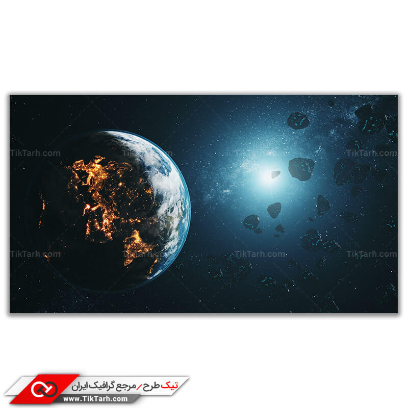 دانلود تصویر گرافیکی شهاب سنگ ها و کره زمین