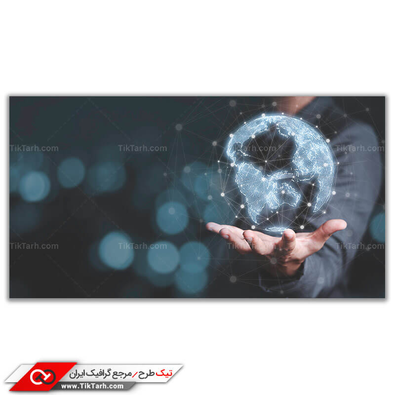 تصویر گرافیکی شکل کره زمین روی دست