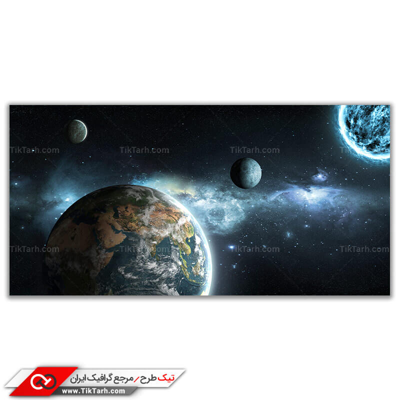 دانلود تصویر گرافیکی کره زمین و کره ماه