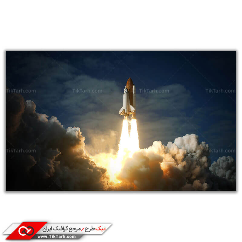 تصویر گرافیکی پرتاب شاتل فضایی و کره زمین