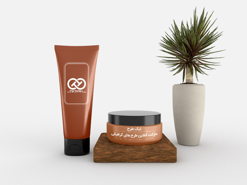 طرح موکاپ کرم پیاله ای و تیوپی