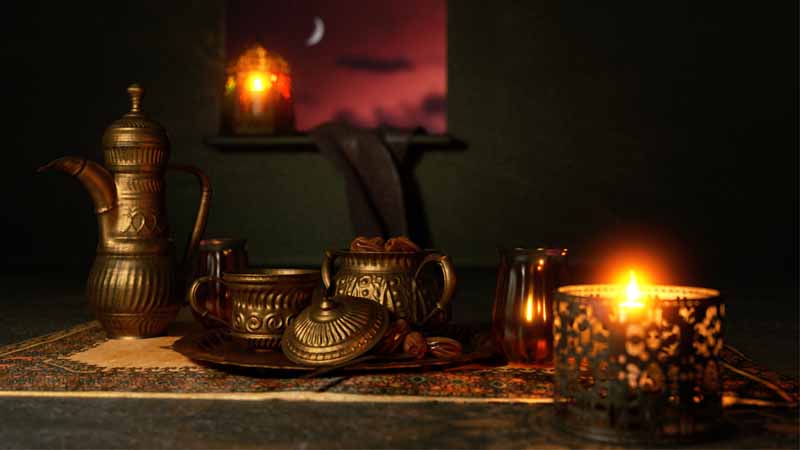 دانلود تصویر باکیفیت خرما و شمع