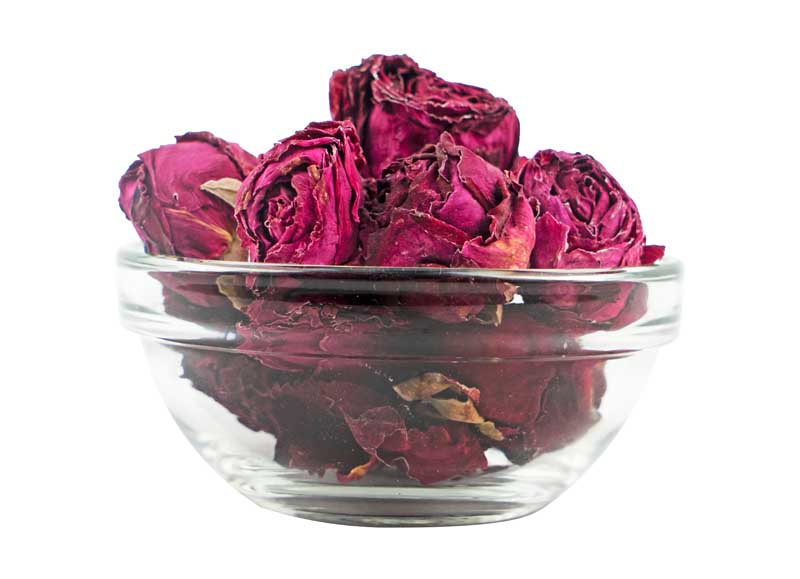 طرح با کیفیت گل محمدی خشک داخل پیاله