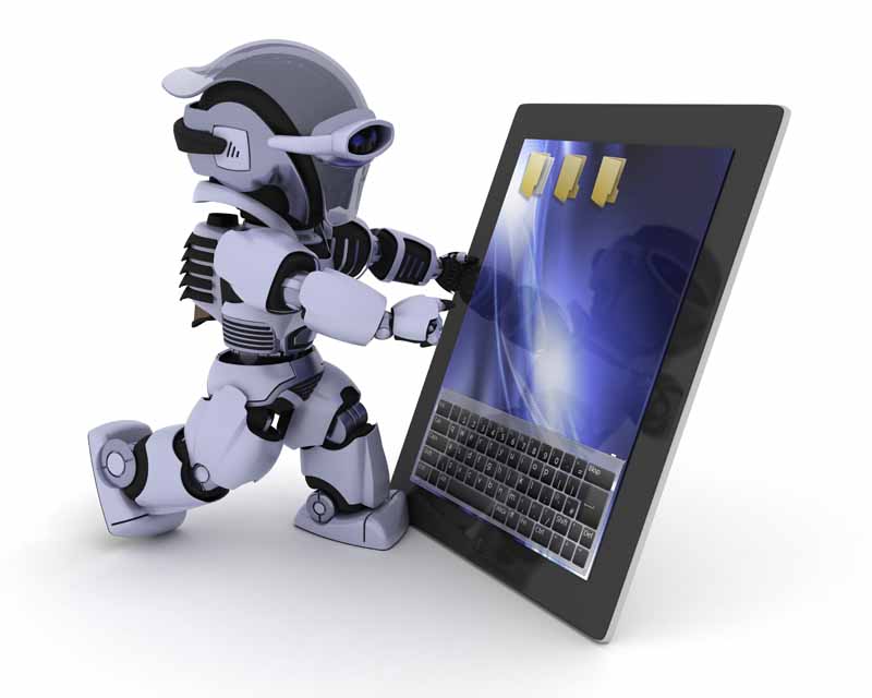 دانلود عکس سه بعدی ربات و تبلت