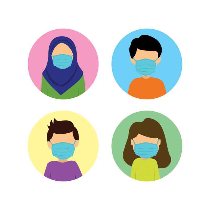 طرح کلیپ آرت ماسک زدن مردم در جامعه