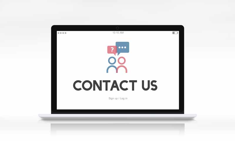تصویر صفحه تماس با ما در لپ تاپ