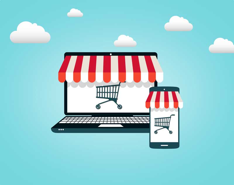 عکس کارتونی خرید آنلاین با موبایل و لپ تاپ