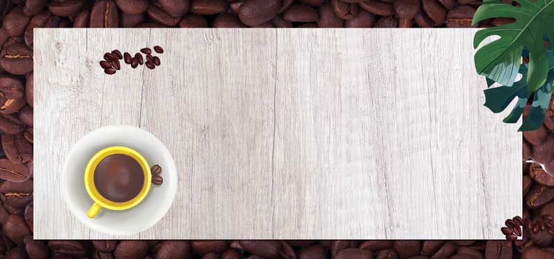 طرح پس زمینه چوبی با طرح دانه و فنجان قهوه