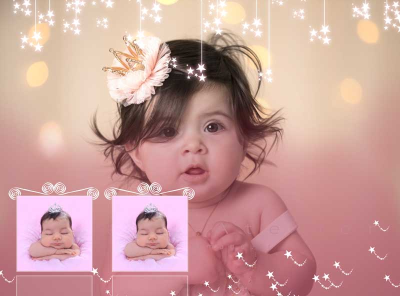 قاب عکس لایه باز کودکانه ستاره های صورتی