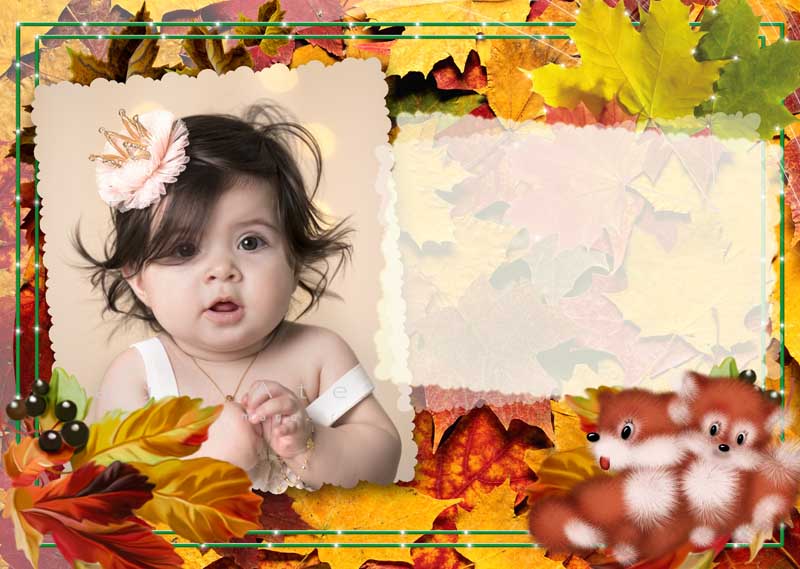 قاب عکس لایه باز کودکانه برگهای پاییزی
