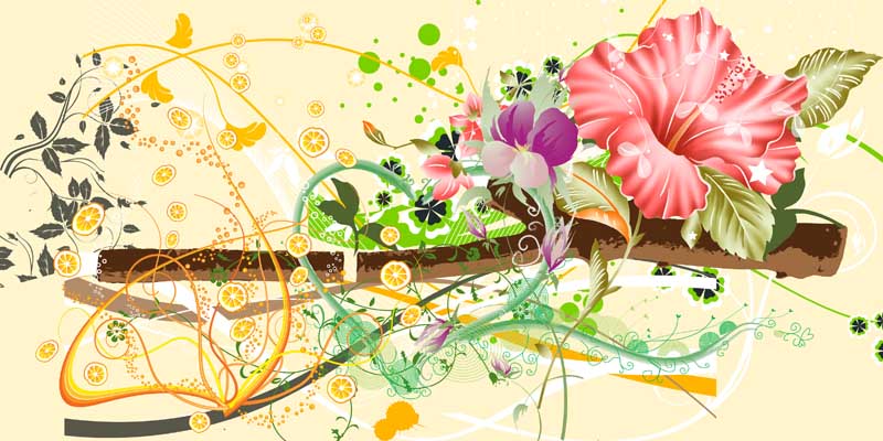 طرح پس زمینه گرافیکی گل های رنگارنگ