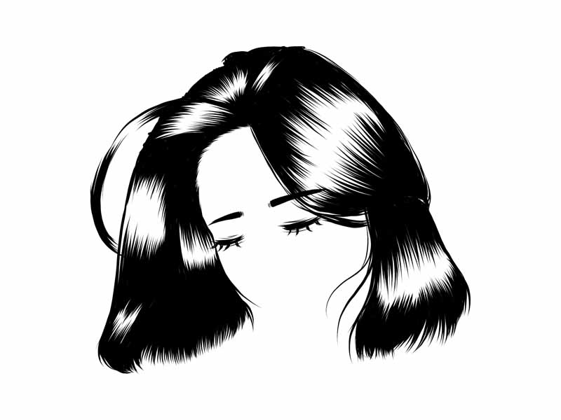 طرح لایه باز کلیپ آرت موی سیاه دخترانه