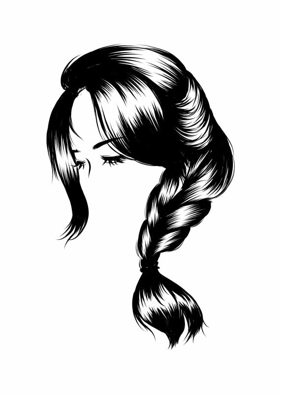 طرح لایه باز کلیپ آرت مو های بافته به بغل