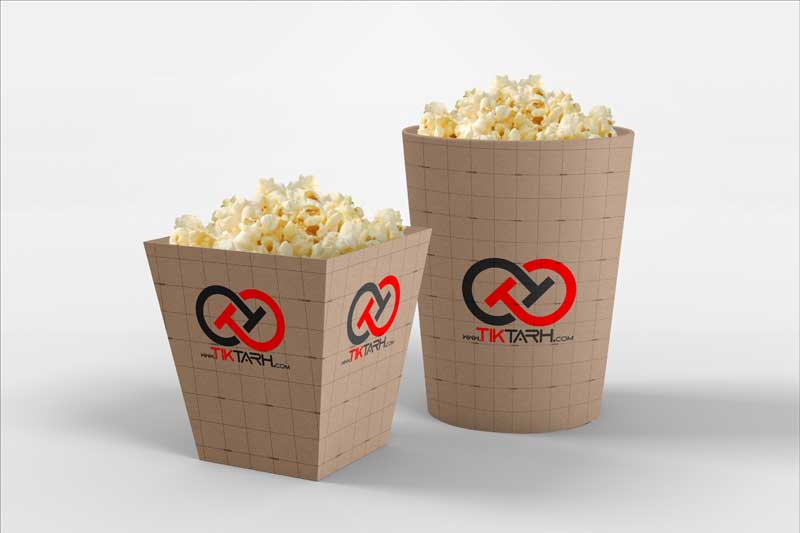 طرح موکاپ دو مدل جعبه پاپ کورن