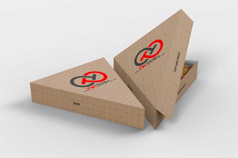 طرح موکاپ جعبه های پیتزای مثلث