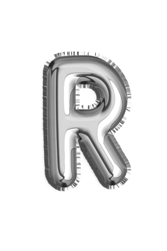 طرح کلیپ آرت بادکنک فویلی حرف R