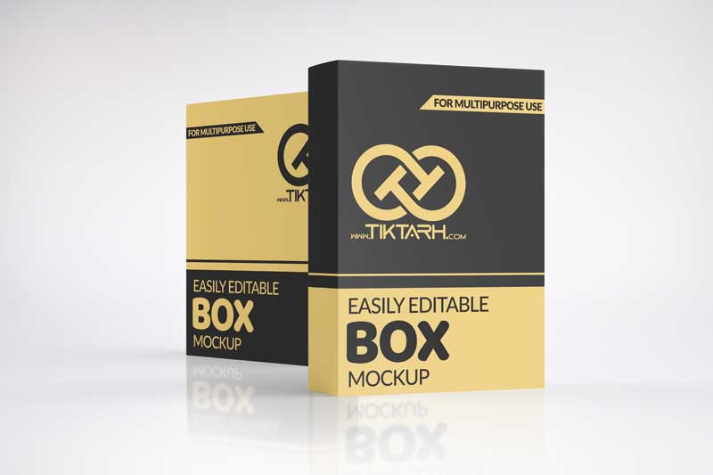 طرح موکاپ دو عدد جعبه ایستاده مستطیل
