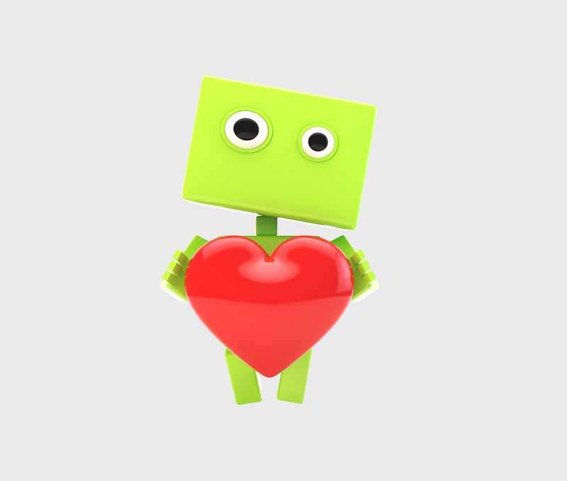 تصویر با کیفیت ربات با قلب قرمز