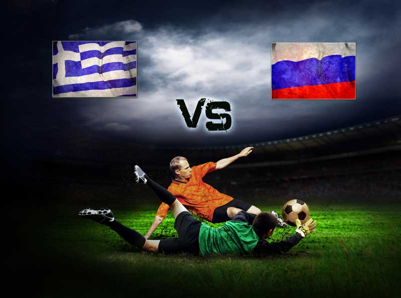 عکس گرافیکی پرچم روسیه و یونان