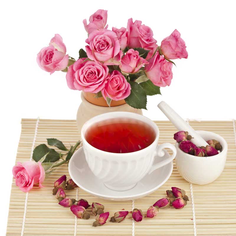دانلود تصویر زیبای از چای و گل محمدی