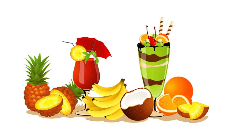 طرح کلیپ آرت میوه ها و آب میوه
