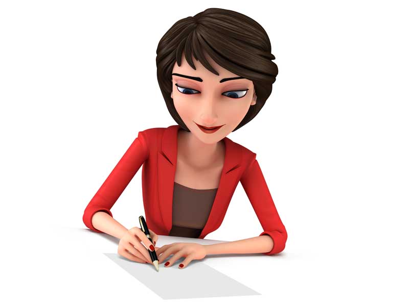 عکس سه بعدی از خانم و خودکار