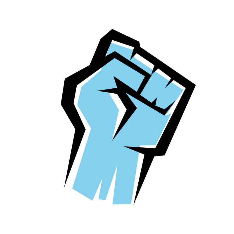 تصویر از دست مشت شده آبی و سیاه