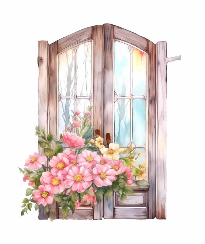 دانلود طرح درب چوبی و دسته گل