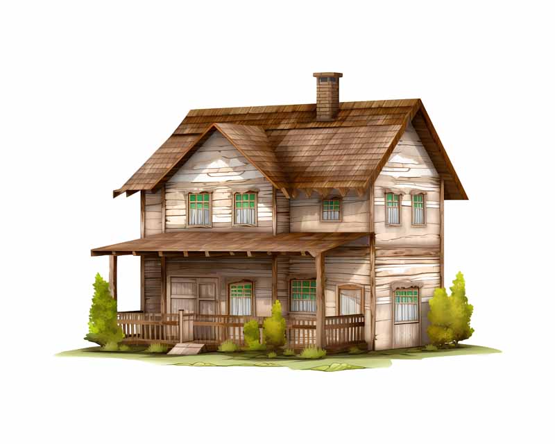 دانلود طرح ساختمان دو طبقه چوبی با نرده
