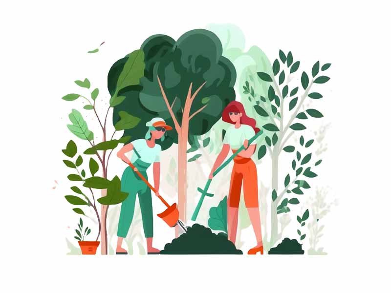 وکتور مفهومی آبیاری و کاشت درخت