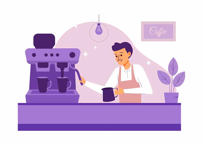 وکتور مفهومی کافی شاپ به رنگ بنفش